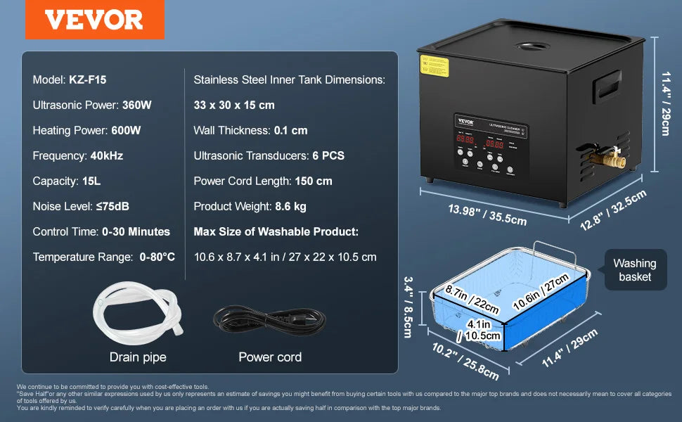 SucceBuy Ultrasonic Cleaner For Dishes And Home Appliances With Timer