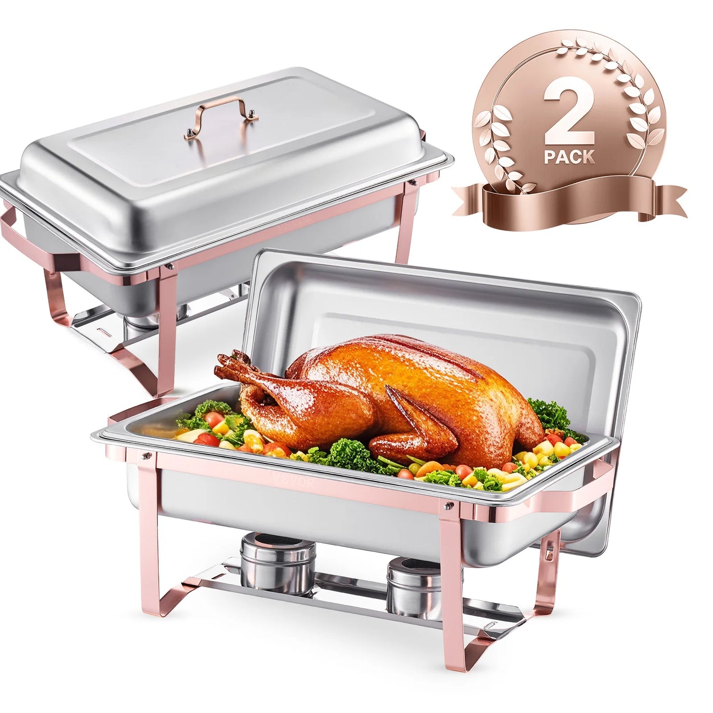 SucceBuy Rectangle Chafing Dish Buffet Warmer Set For Catering