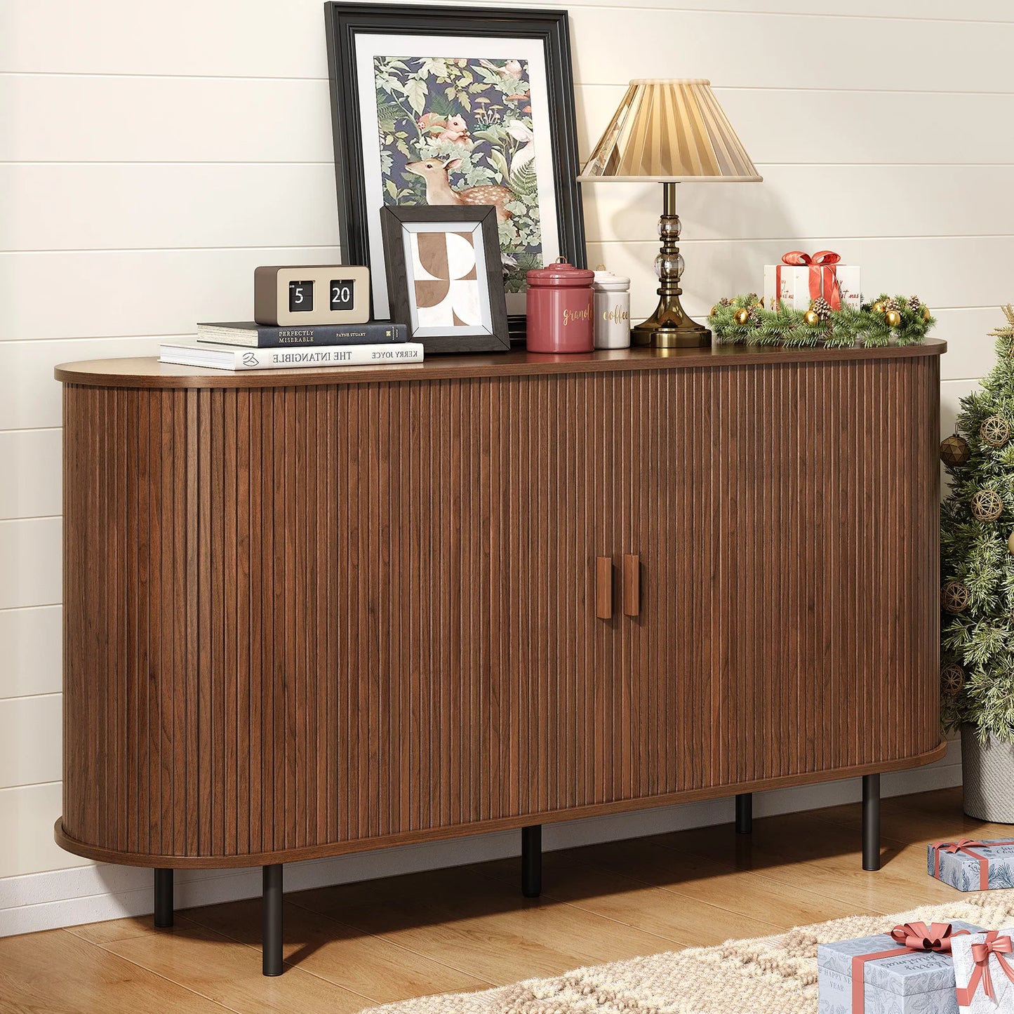 ONBRILL Modern Sideboard Buffet Cabinet With Sliding Doors And Shelves