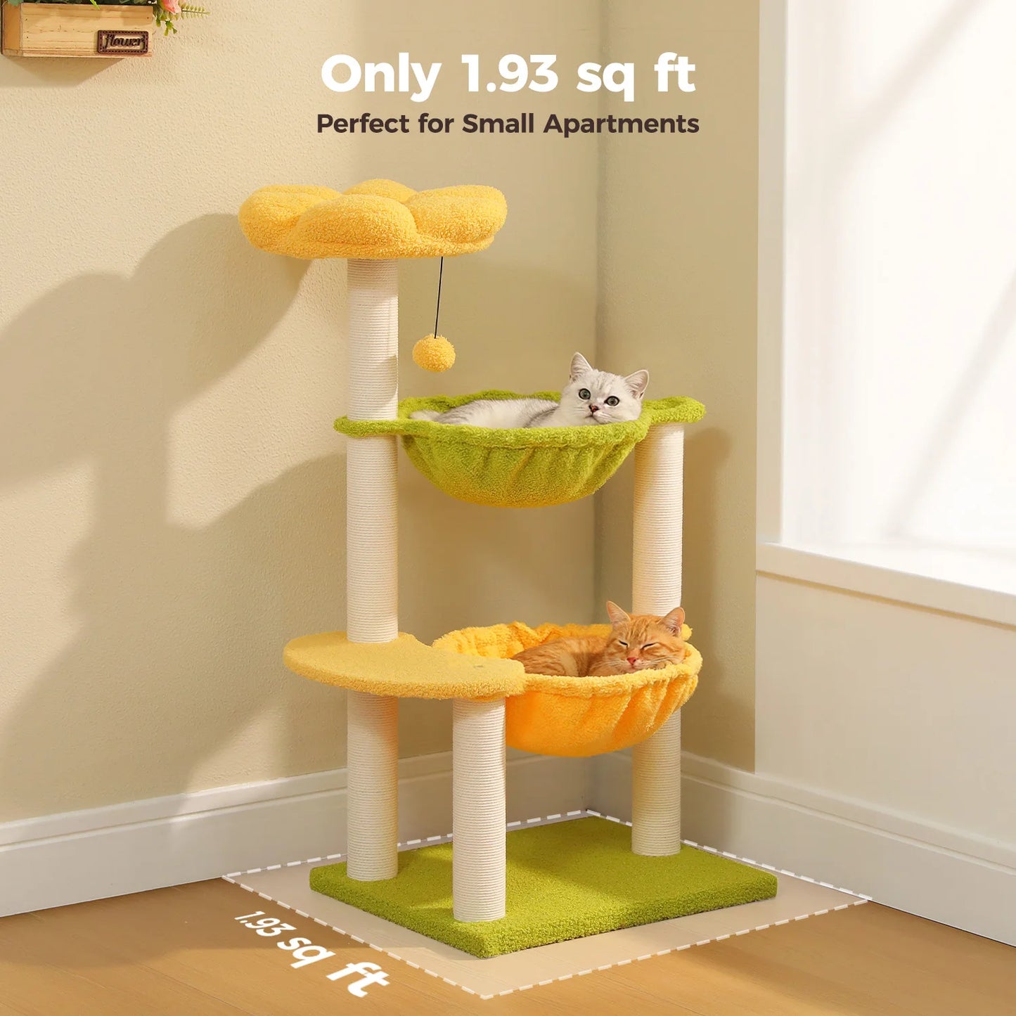 PAWZ Road Flower Cat Tree With Hammocks And Sisal Posts