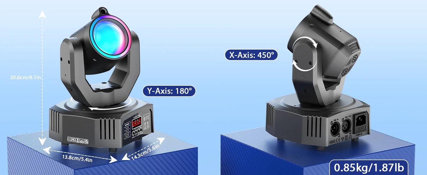 U'King Mini Moving Head Light 4in1 RGBW DMX Strobe Effect