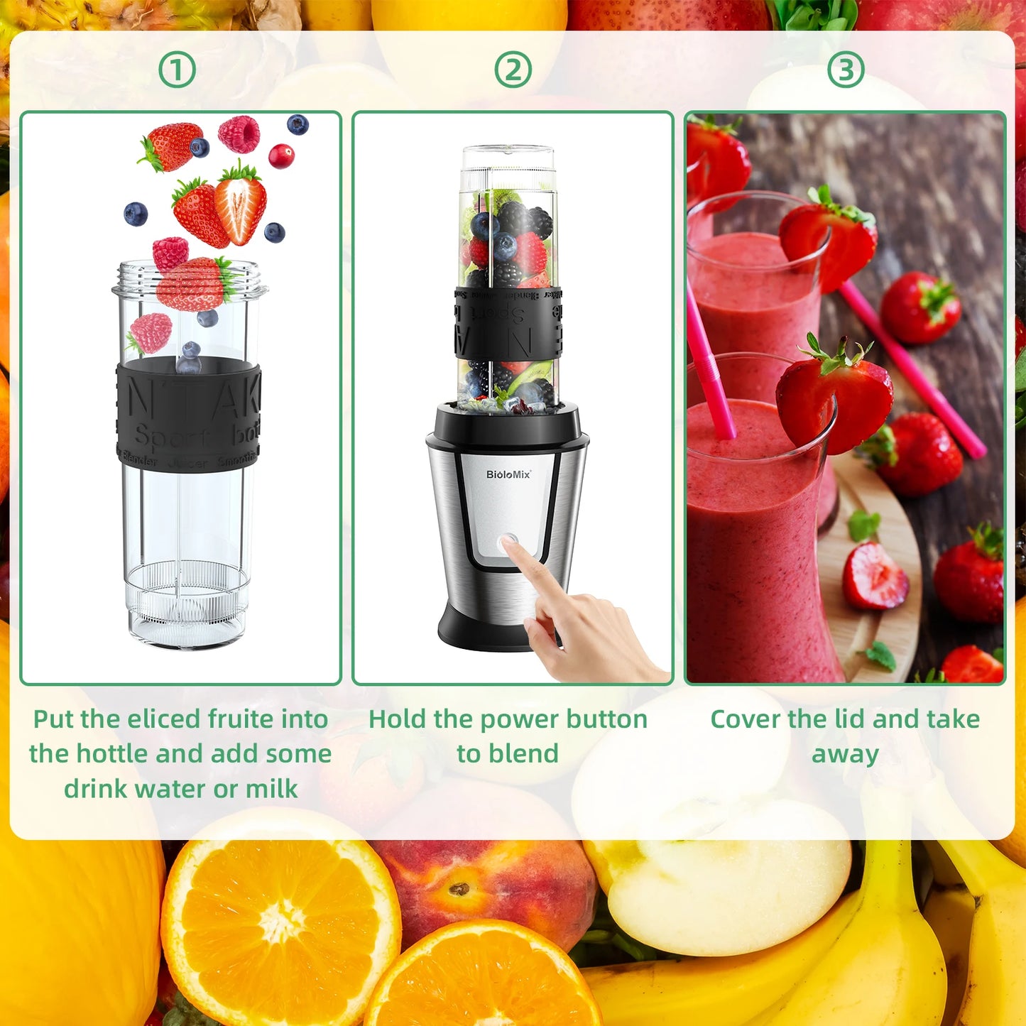 Biolomix 3-In-1 Multifunctional Food Processor 700W Juicer Blender
