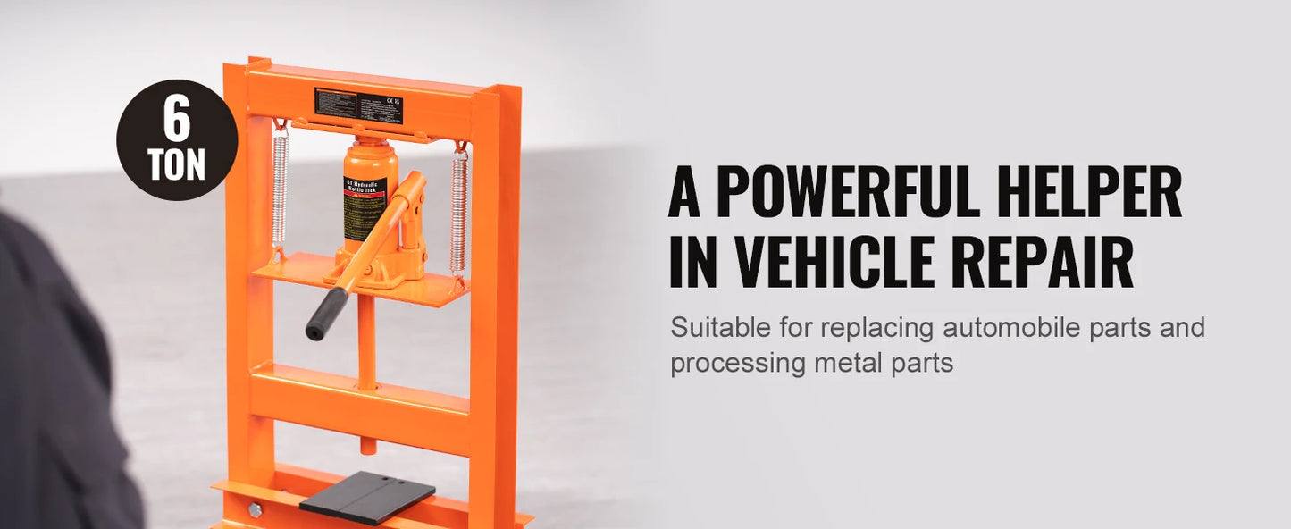 SucceBuy 6T H Frame Hydraulic Shop Press For Garage Workshop