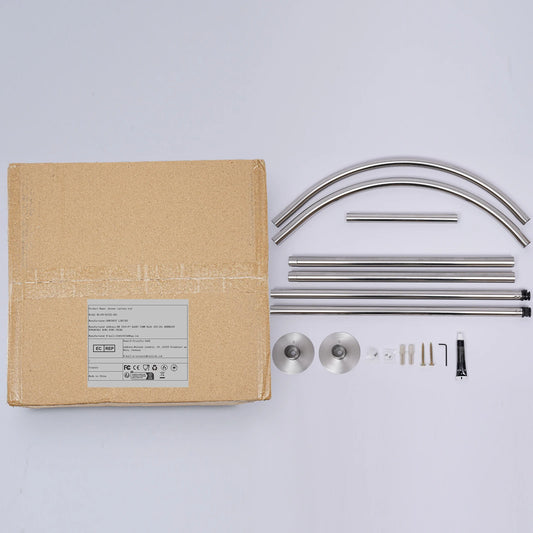 Stainless Steel No Drilling L Shape Shower Curtain Rod With Curtain