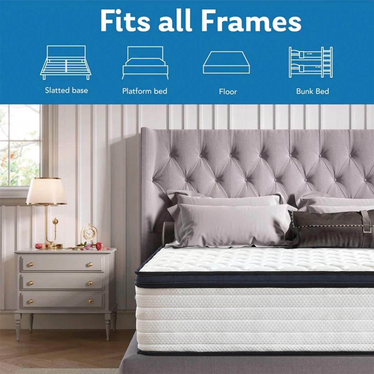 Amztree Gel Memory Foam Hybrid Mattress With Pressure Relief Motion Isolation