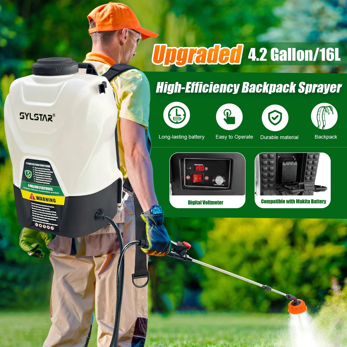 Backpack Electric Sprayer For Garden And Agriculture With 5 Nozzles