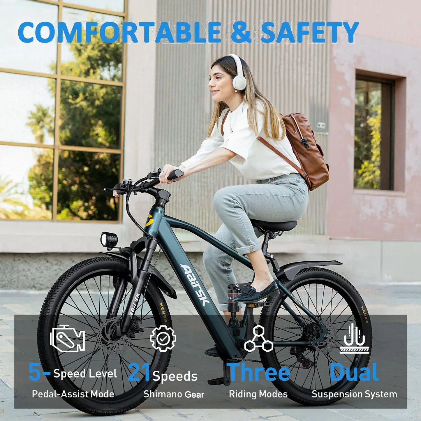 Electric Bike 750W Motor 23 Mph Dual Suspension Long Range