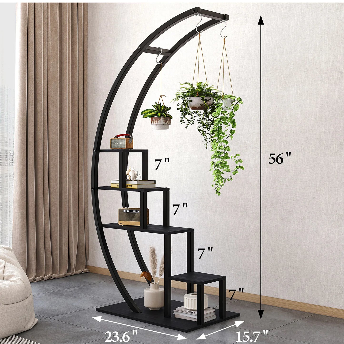 Twister.CK 5 Tier Indoor Plant Stand Half Moon Shelf Rack 2 Pack