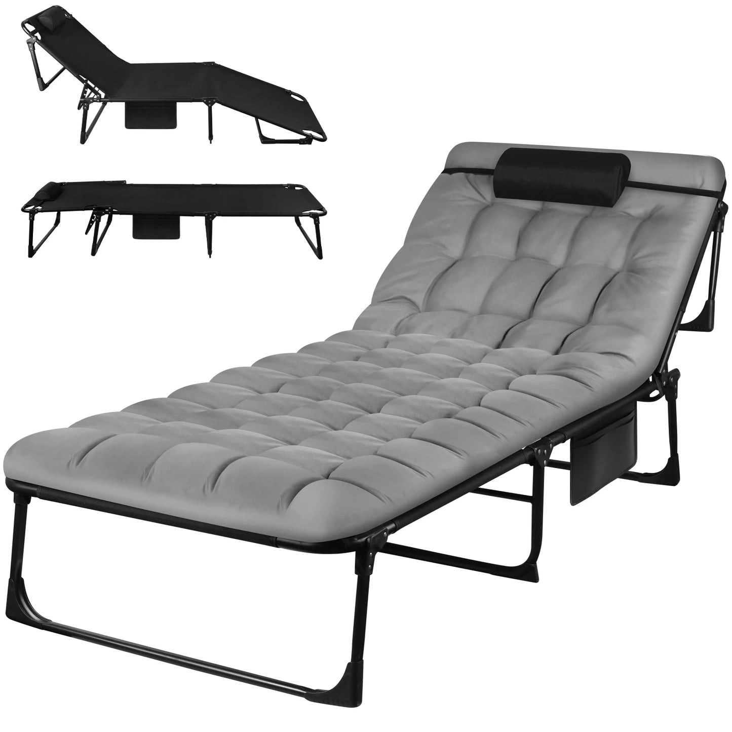 Portable Folding Camping Cot With Pillow For Outdoor Sleep