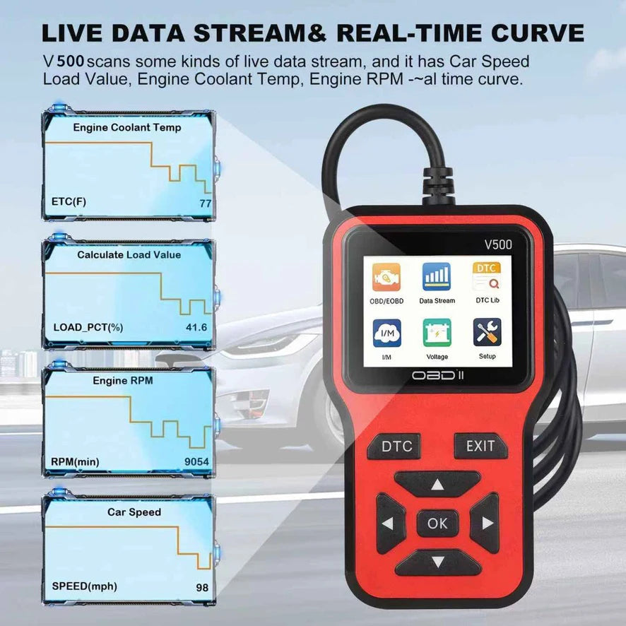 V500 OBD2 Scanner Code Reader With Color Screen And ECU Health