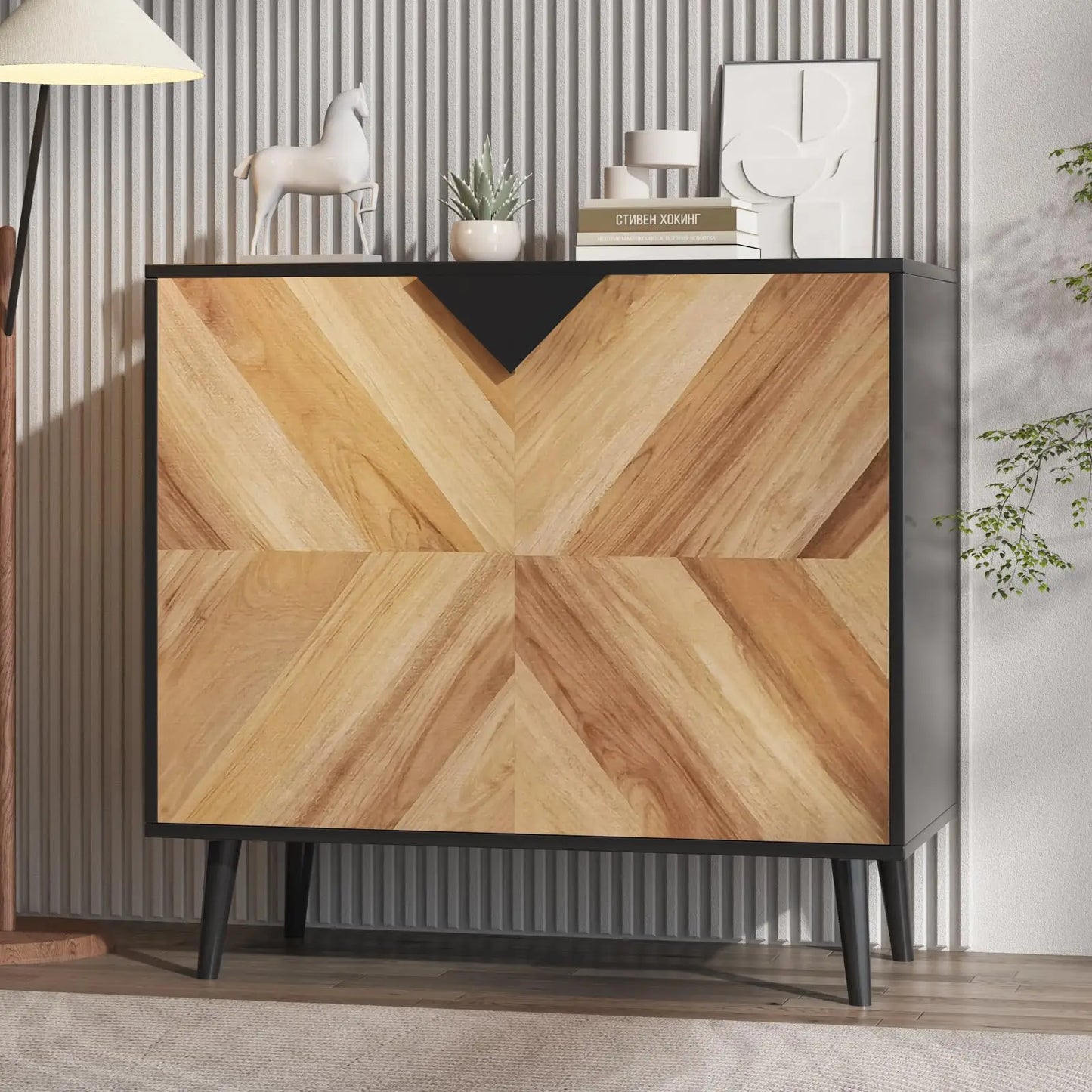 HiMISS Modern Storage Cabinet With Shelf And Doors For Living Room
