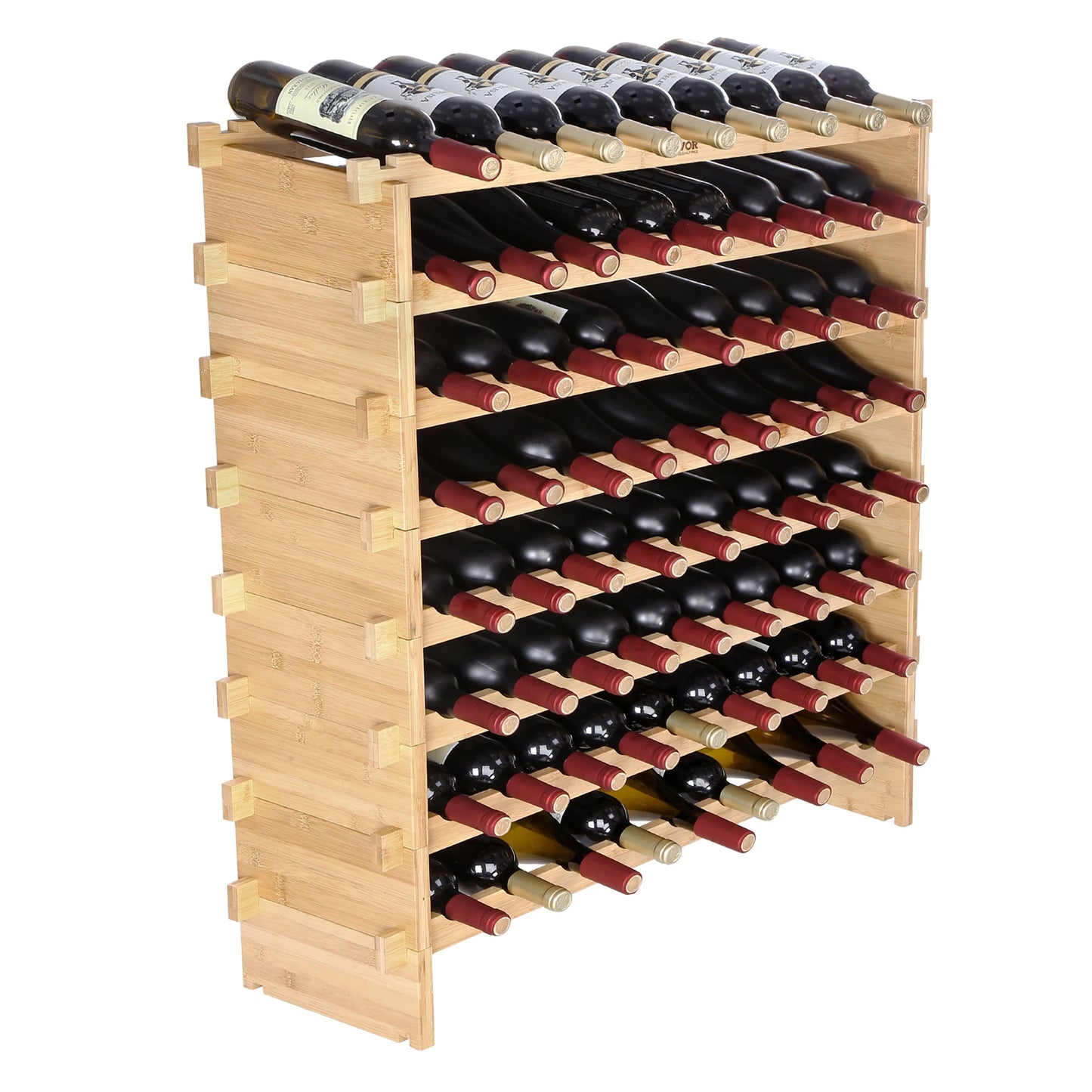 SucceBuy 8 Tier Bamboo Stackable Wine Rack Free Standing