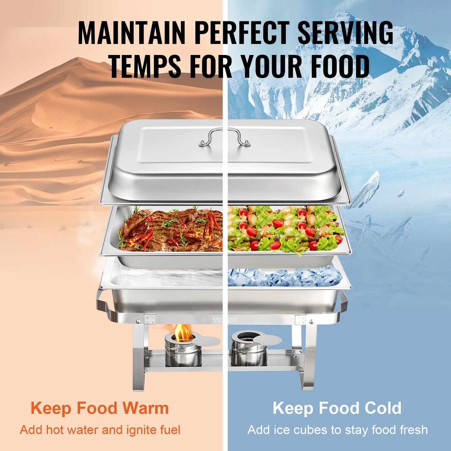 SucceBuy Rectangle Chafing Dish Buffet Warmer Set For Catering