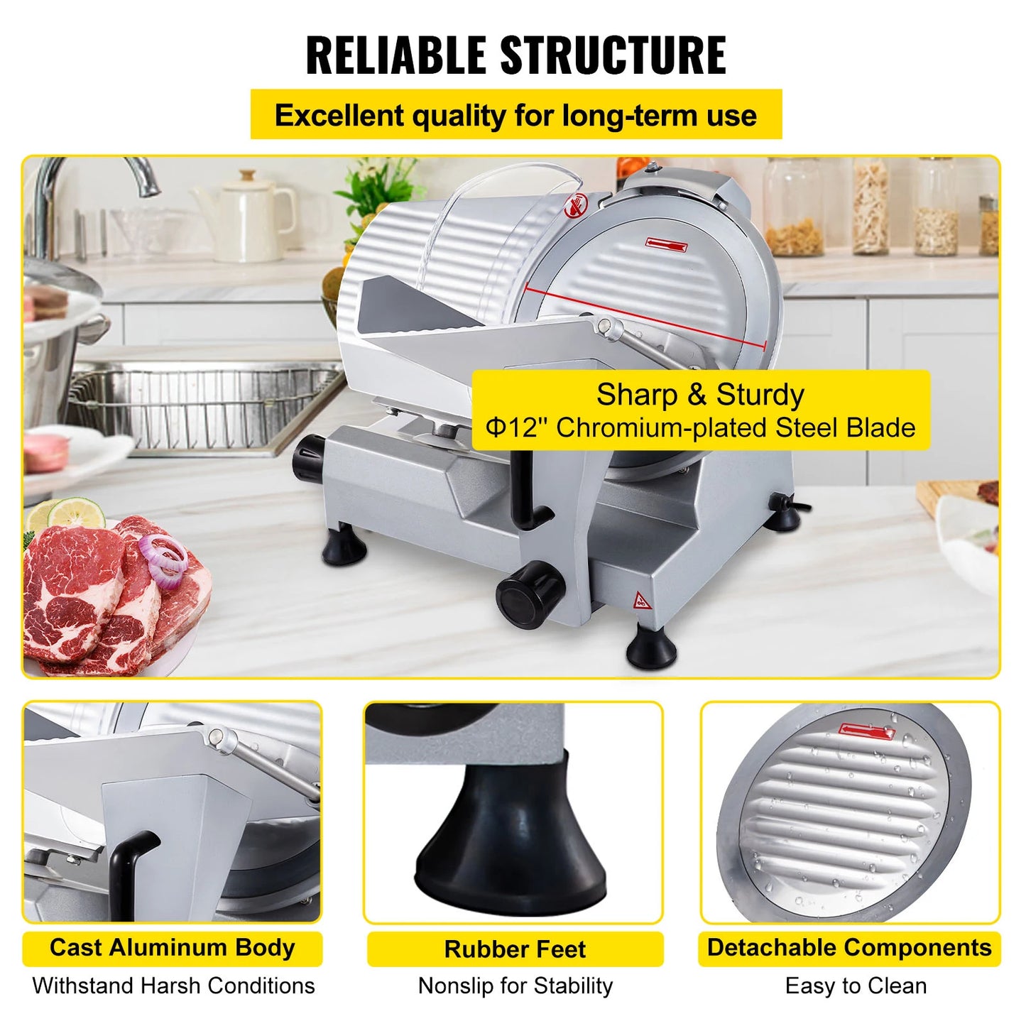 SucceBuy Commercial Meat Slicer 320W Electric Deli Slicer