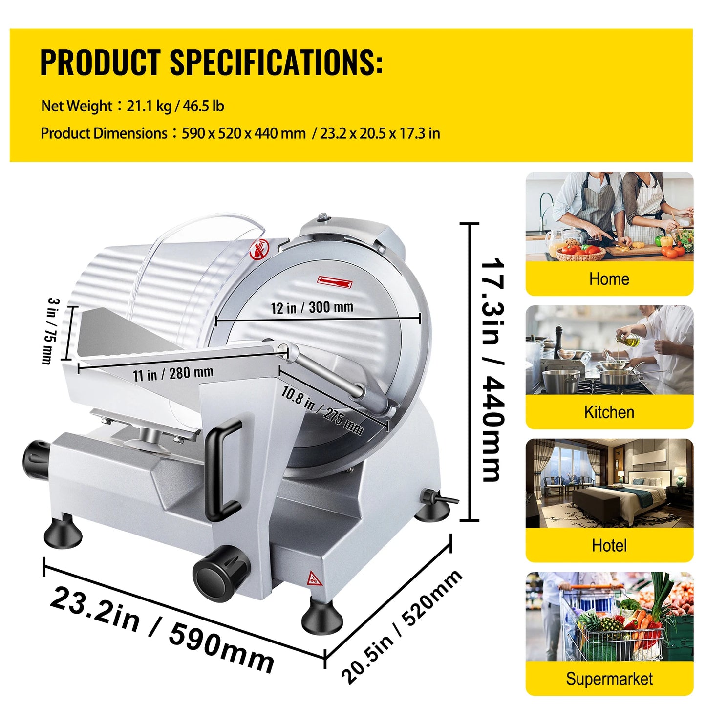 SucceBuy Commercial Meat Slicer 320W Electric Deli Slicer