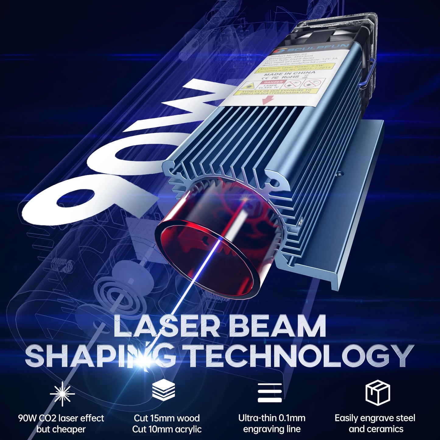 SCULPFUN S9 5W Laser Engraving Machine For Wood And Acrylic