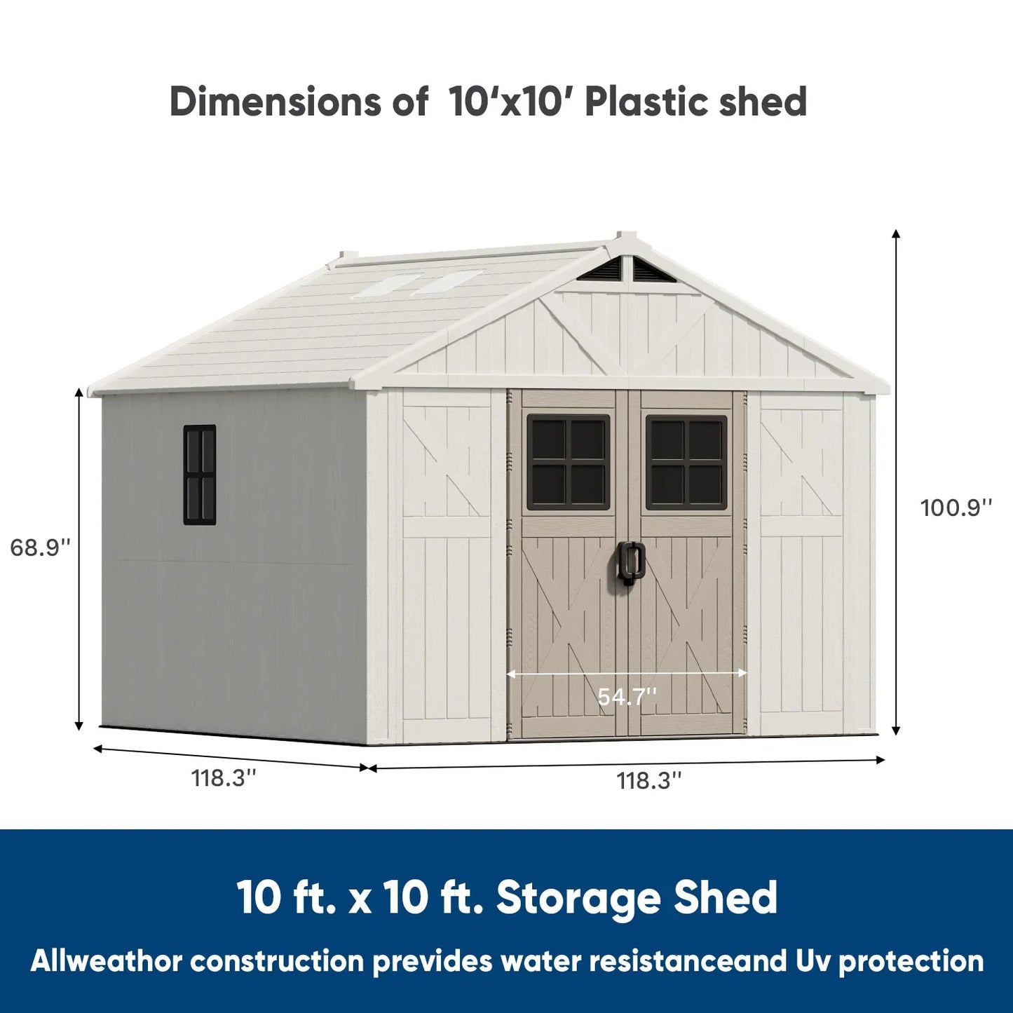 Victone Waterproof Heavy-Duty Plastic Storage Shed Rustproof Outdoors