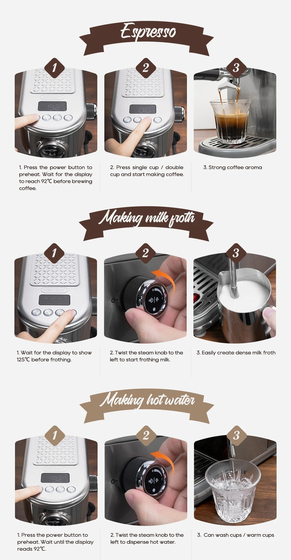HiBREW H10B 20 Bar Semi Automatic Espresso Machine With Adjustable Temperature