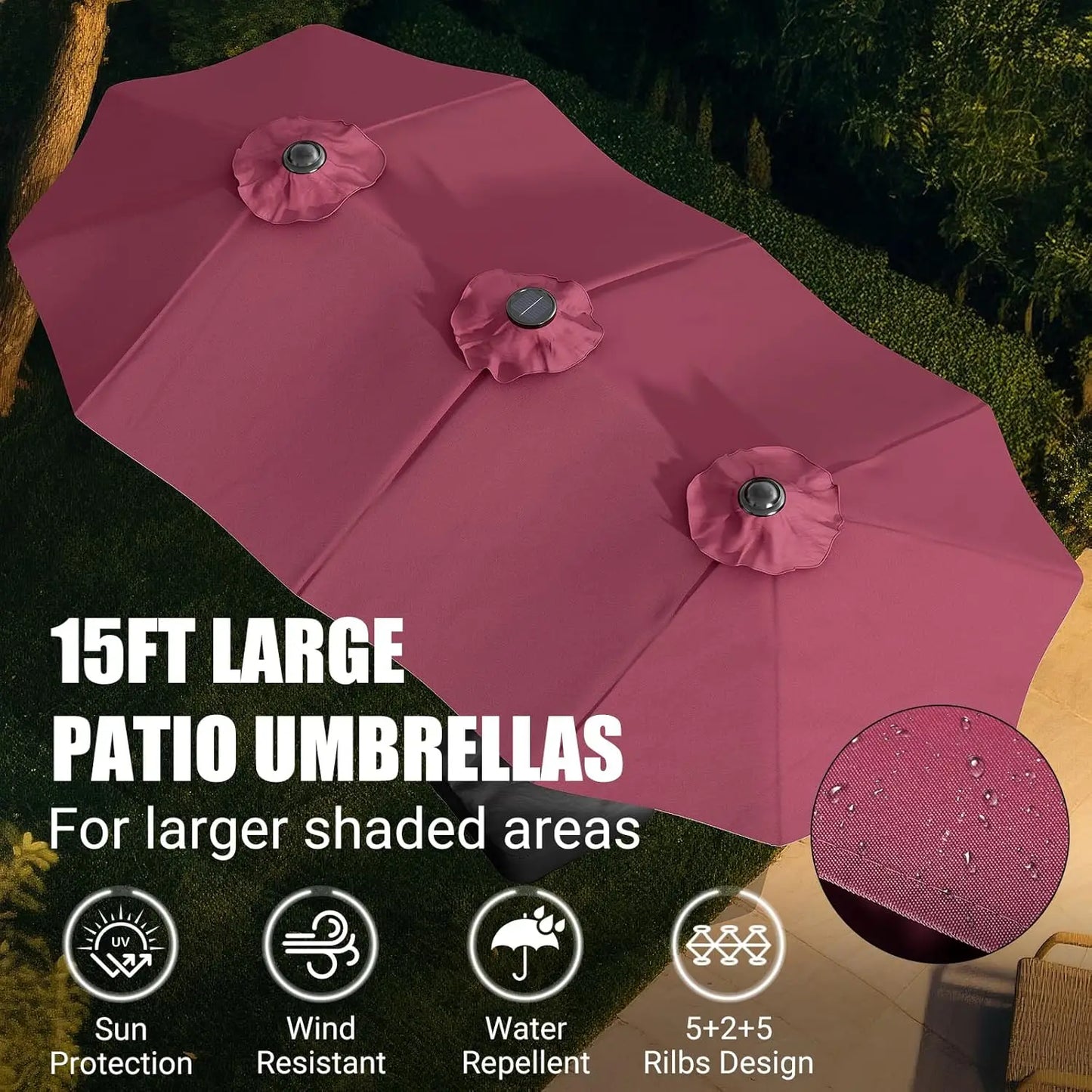 Patio Umbrella With Base Double-Sided Outdoor Shelter