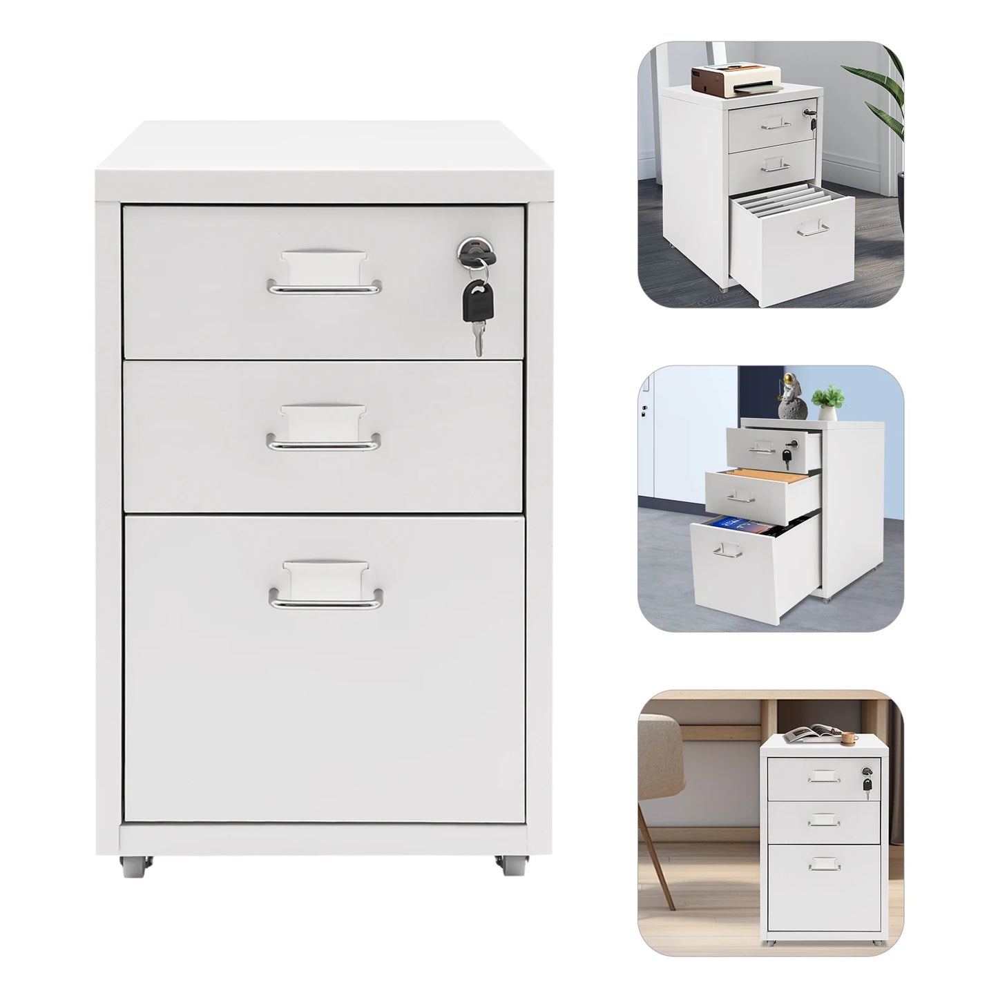 Metal Vertical File Cabinet With Lock For Office Or Study