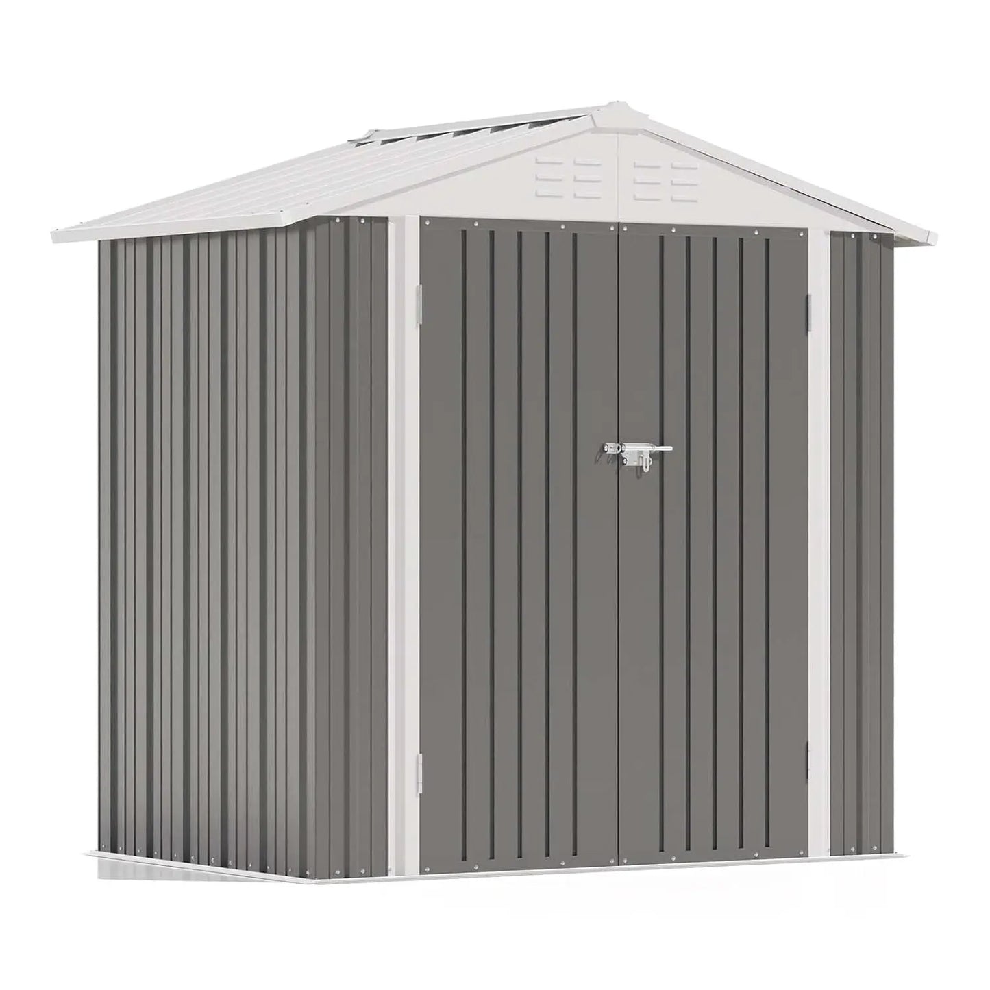Metal Storage Shed With Lockable Door Sloped Roof Waterproof Outdoor