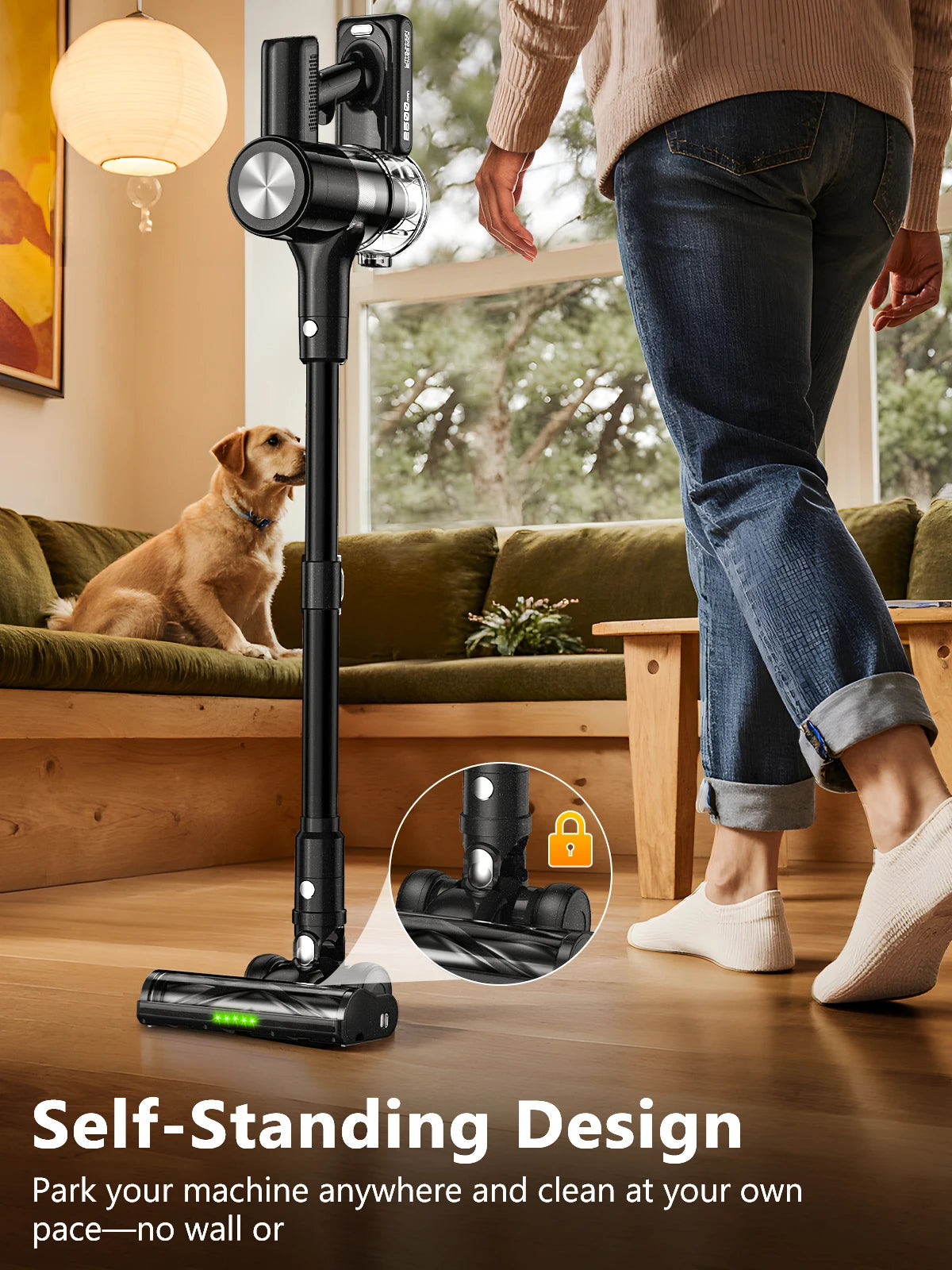 SUXIANGVAC Cordless Vacuum Cleaner 55 KPa 55 Minute Runtime Self Standing