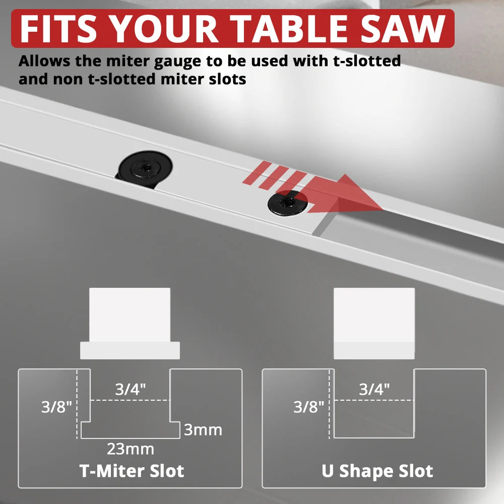 Hongdui HD-MG21 Miter Gauge With Extended Fence For Table Saw And Router Table