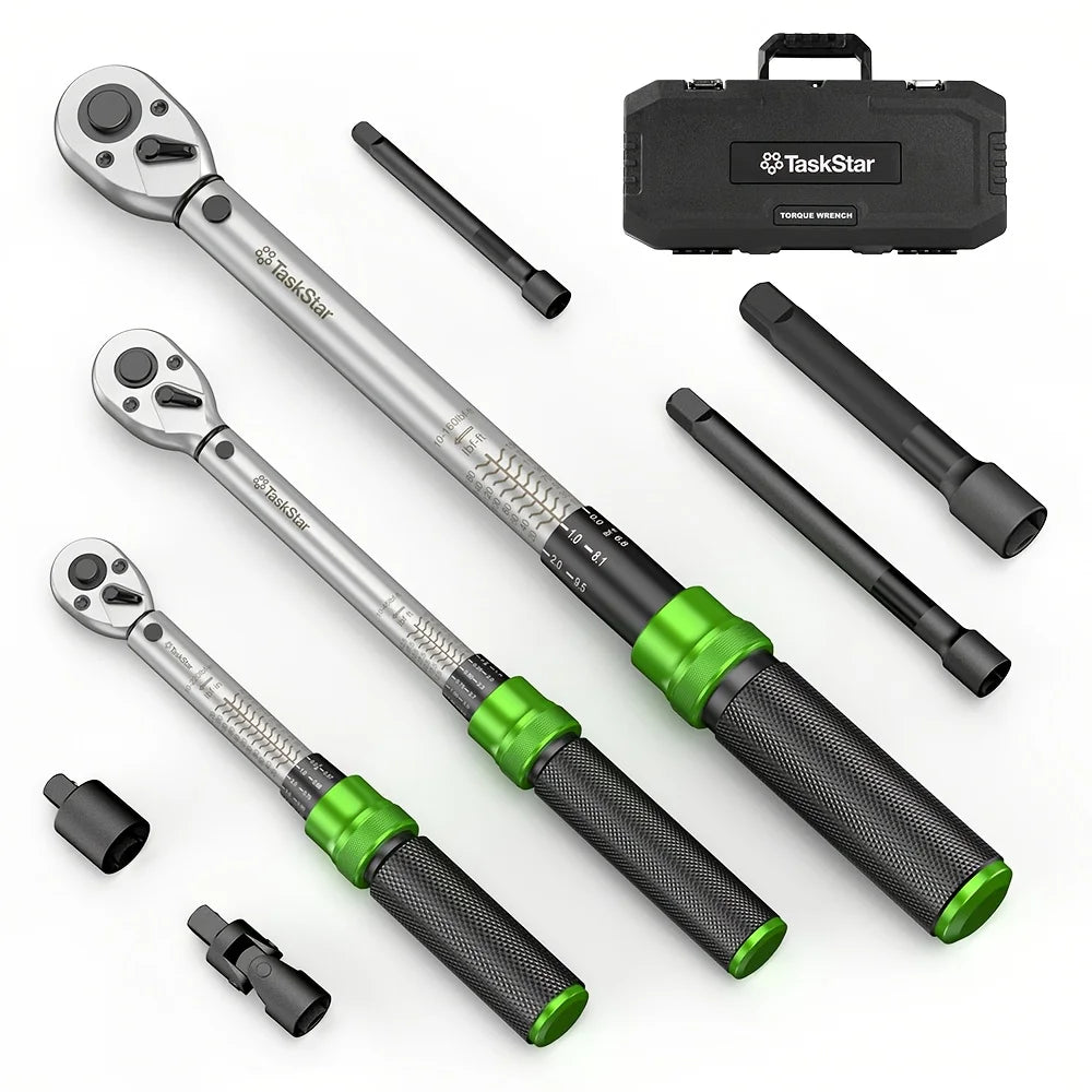 TaskStar 8-In-1 Torque Wrench Kit Dual Scale Ratchet Set