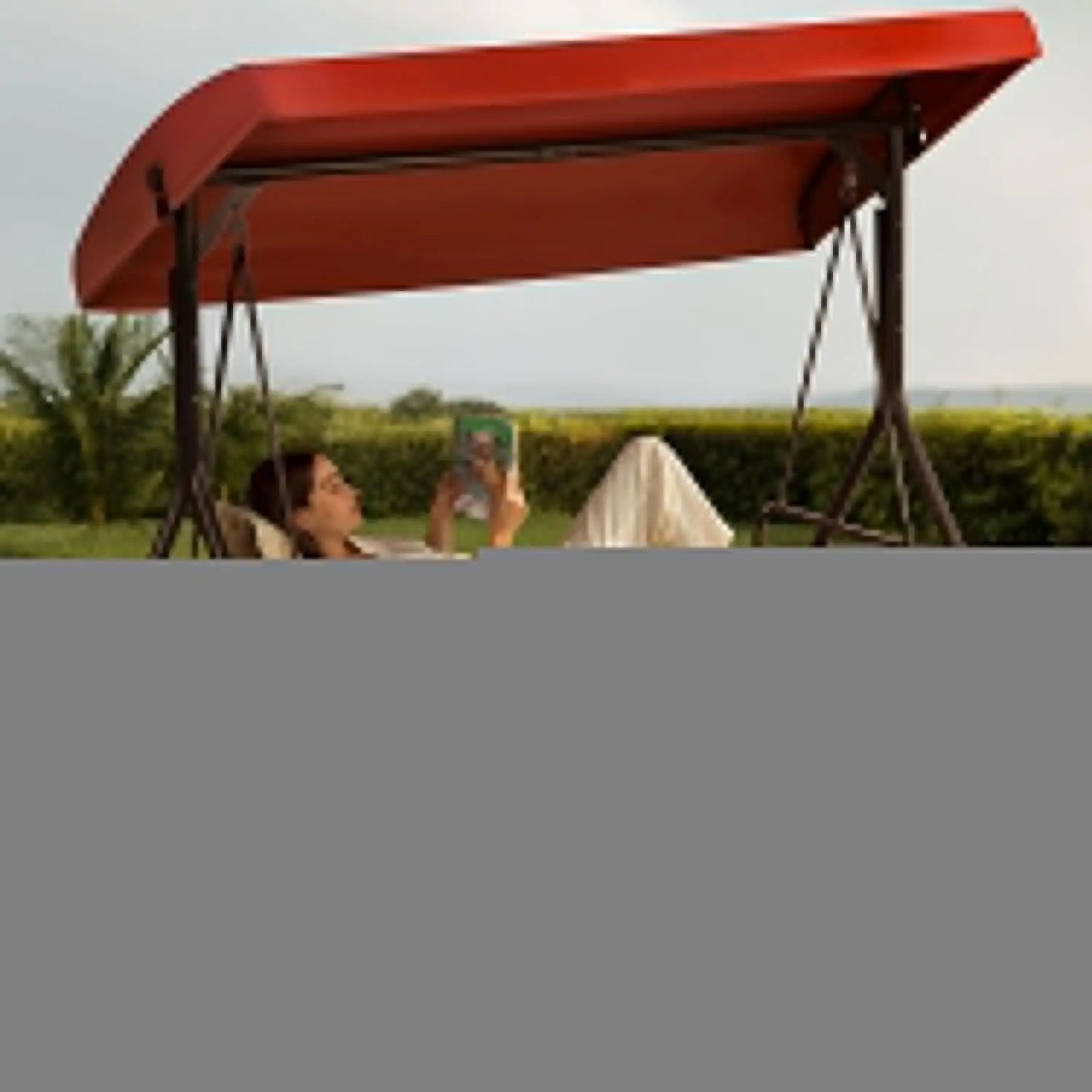 Porch Swing 3-Seat Outdoor Patio Glider With Canopy And Cushions