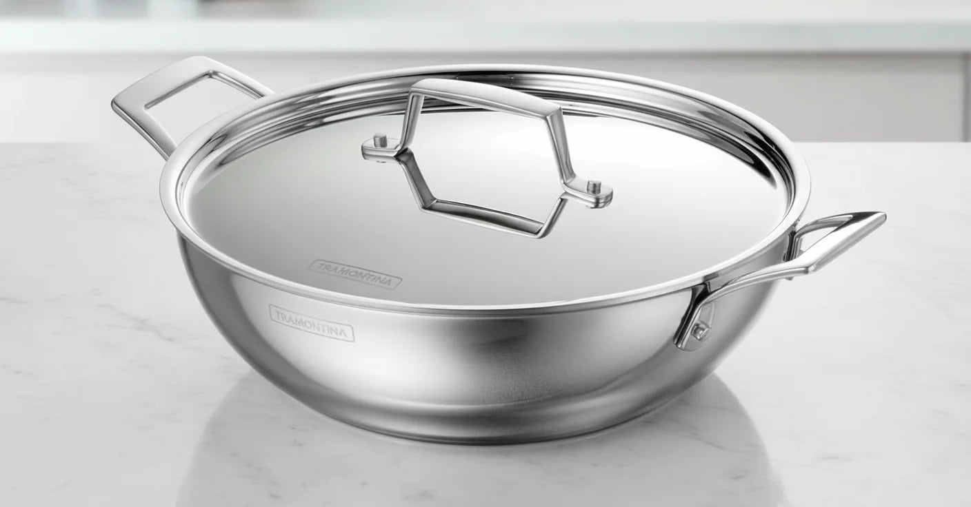 Premium Stainless Steel Kadai With Lid For Even Heating