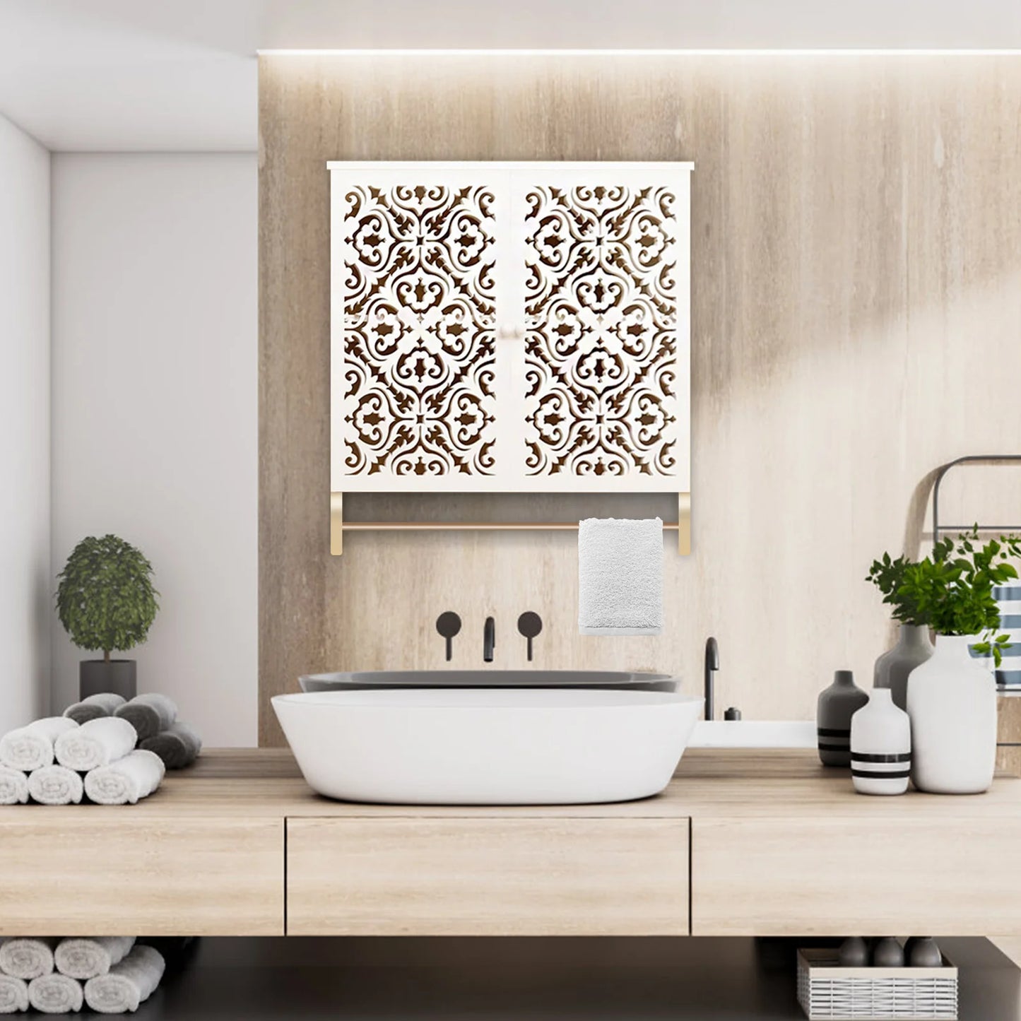 Bathroom Wall Cabinet With Towel Bar Over Toilet Space Saver