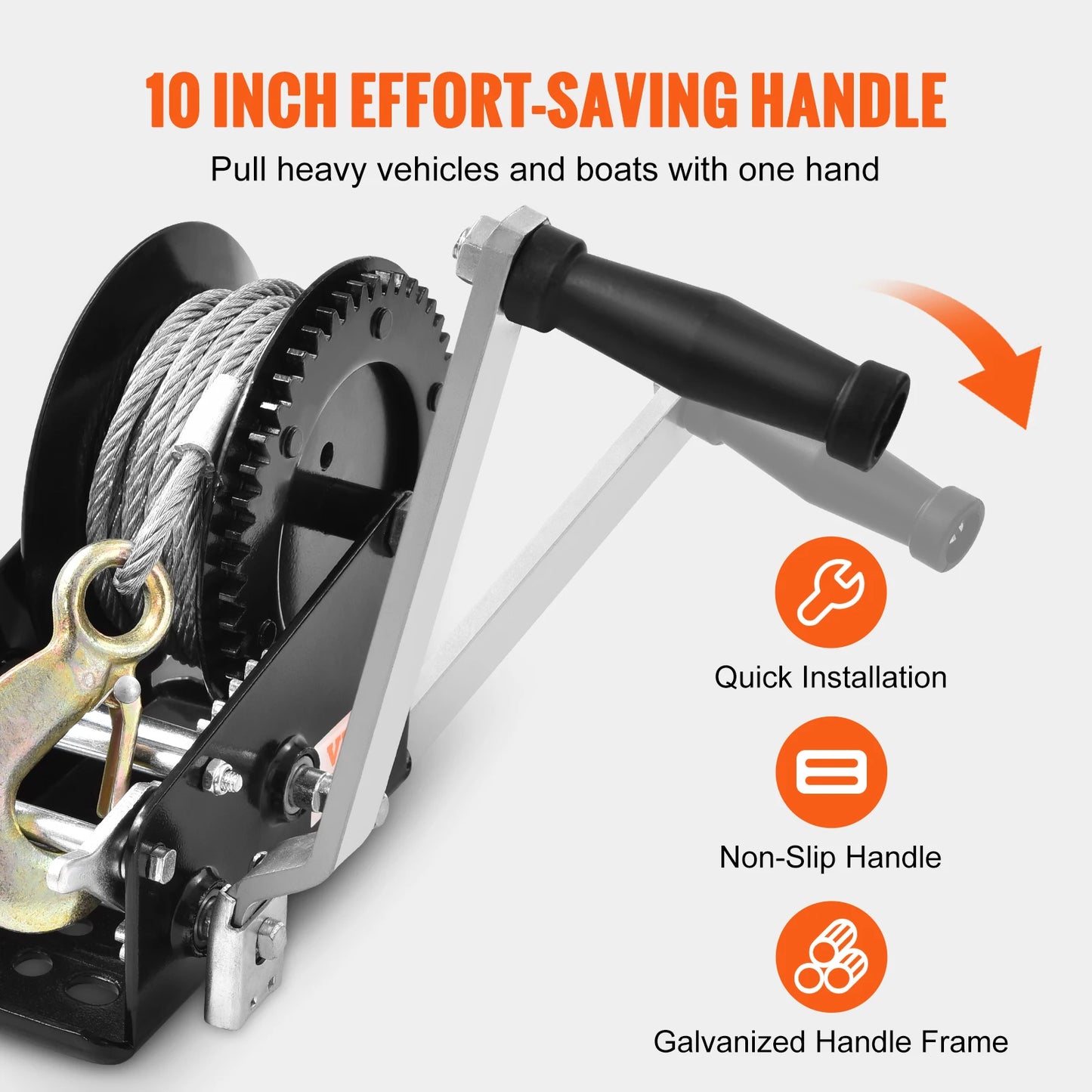 SucceBuy Hand Winch Heavy Duty Rope Crank With 2-Way Ratchet