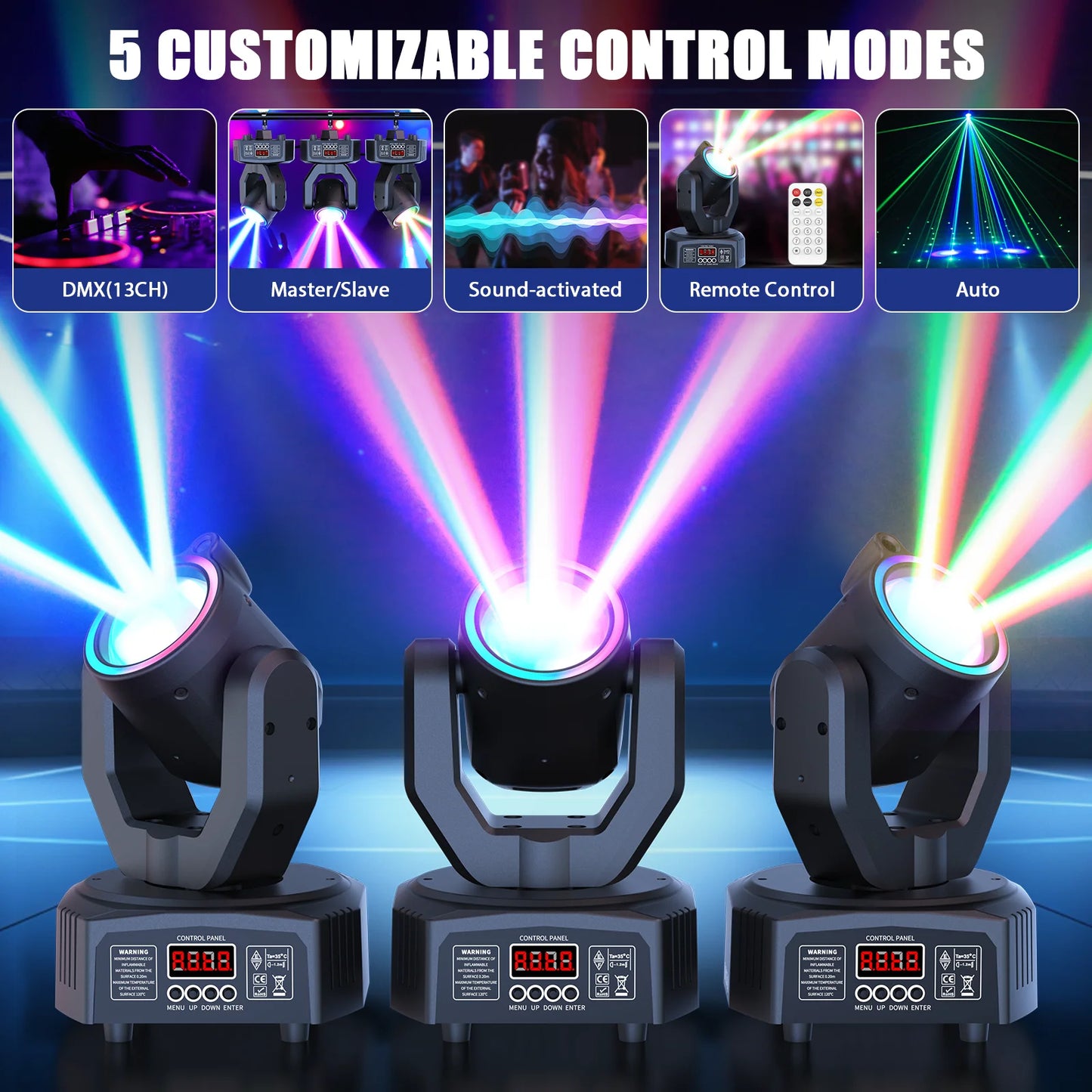 U'King Mini Moving Head Light 4in1 RGBW DMX Strobe Effect