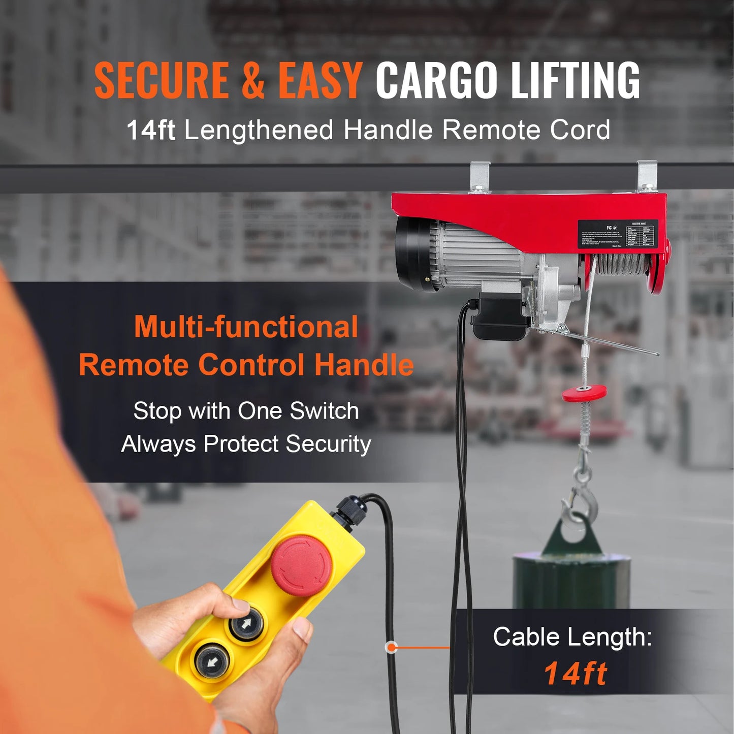 Electric Hoist 200-800kg With Remote Control For Cargo Lifting