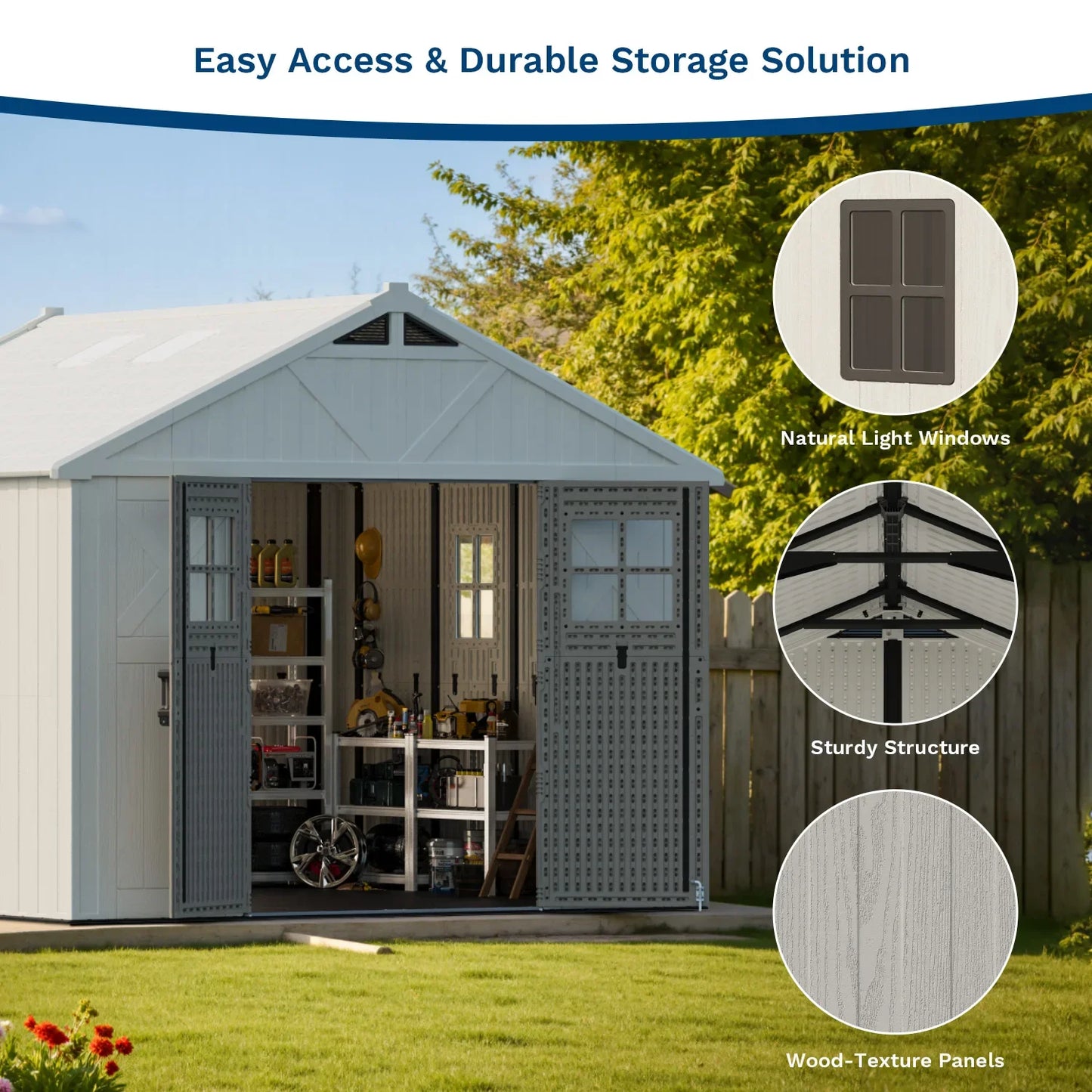 Victone Heavy-Duty Plastic Storage Shed For Outdoor Garden Tools