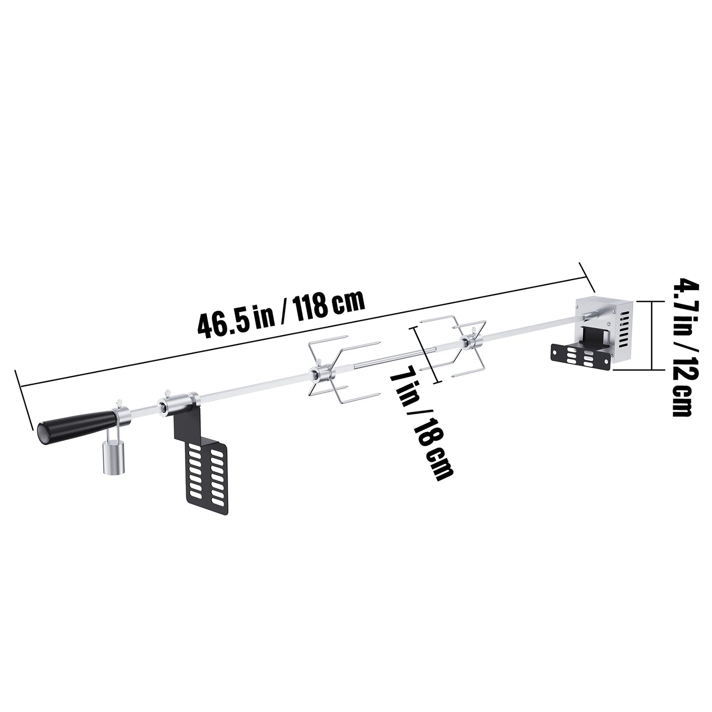SucceBuy Universal Grill Rotisserie Kit With Motor Stainless Steel