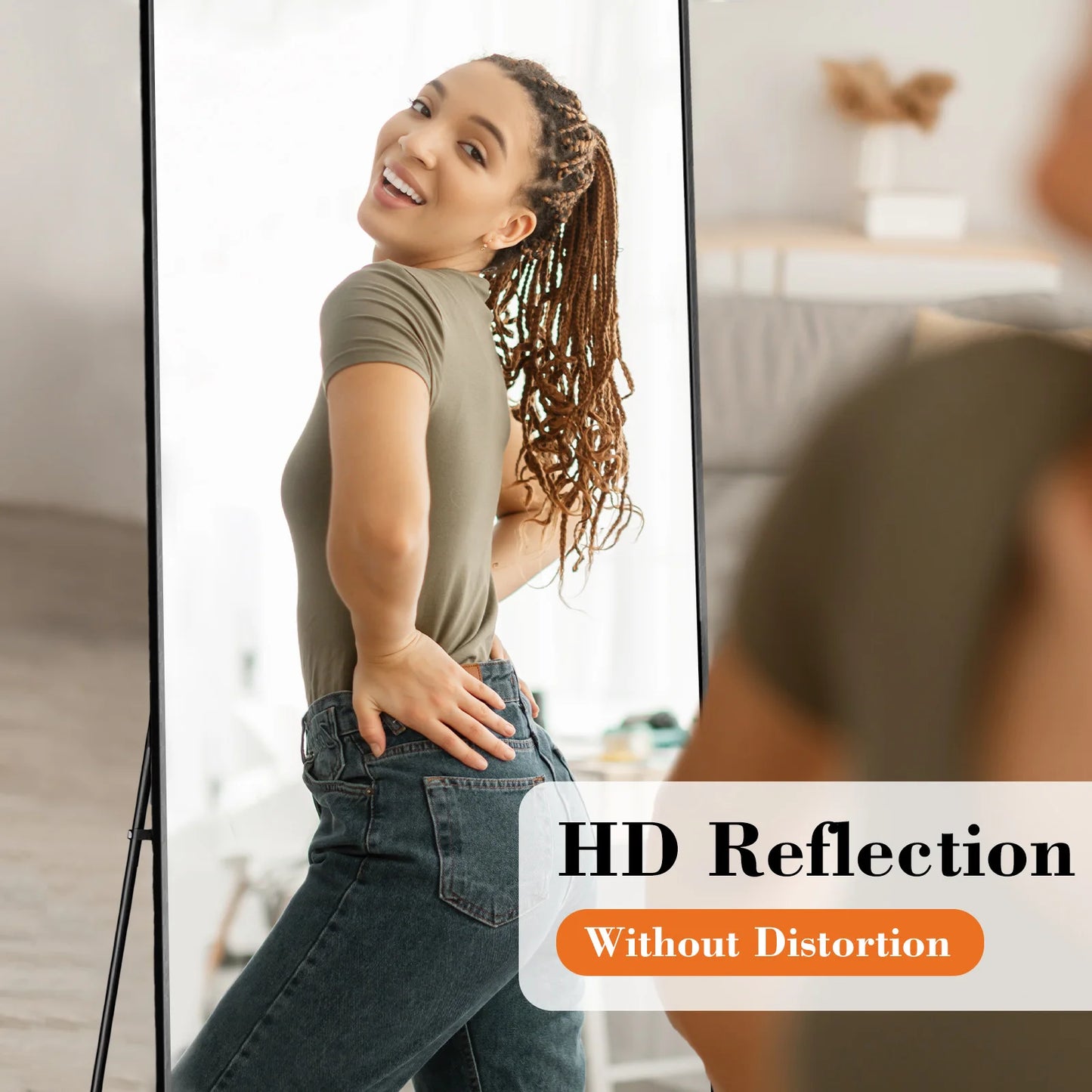JHK Full Length Wall Mirror With Aluminum Alloy Frame Stand