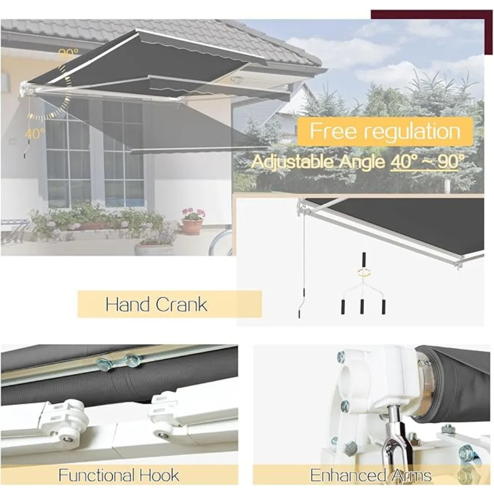 Manual Retractable Awning For Patio Sun Shade Shelter