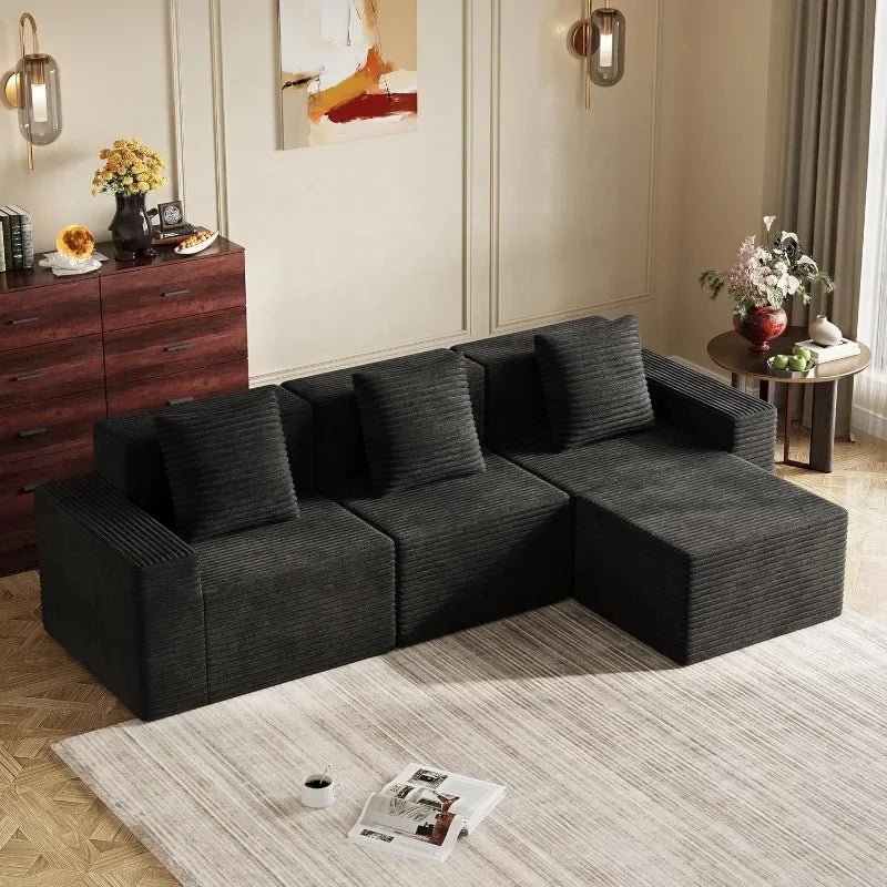WLIVE U Shaped Sectional Sofa With Storage Chaise And Pillows
