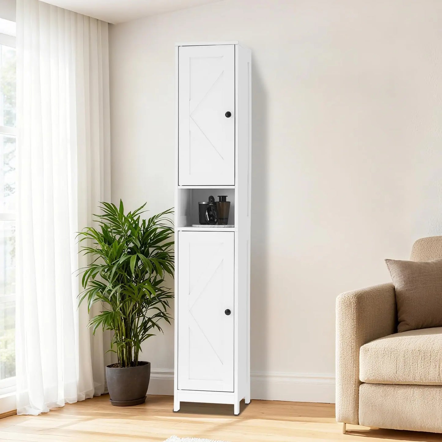 HiMISS Tall Narrow Bathroom Storage Cabinet With Anti Tip Kit