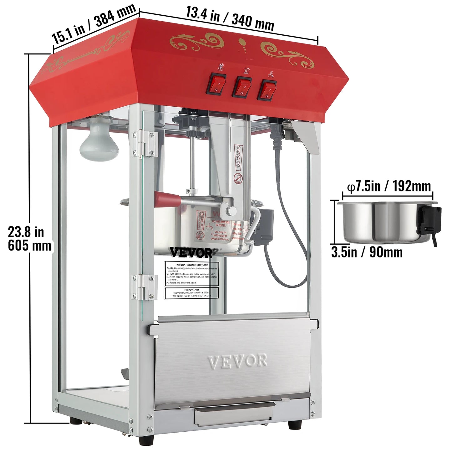 SucceBuy Electric Countertop Popcorn Maker Commercial Popper