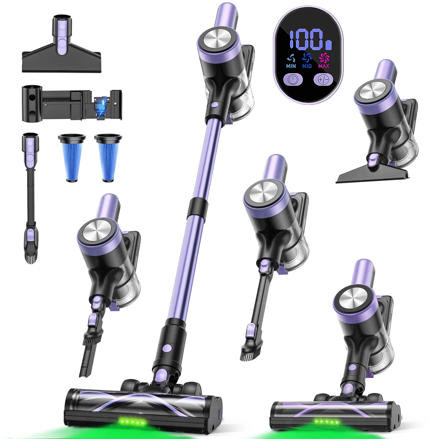 SUXIANGVAC Cordless Vacuum Cleaner 55 KPa 55 Minute Runtime Self Standing