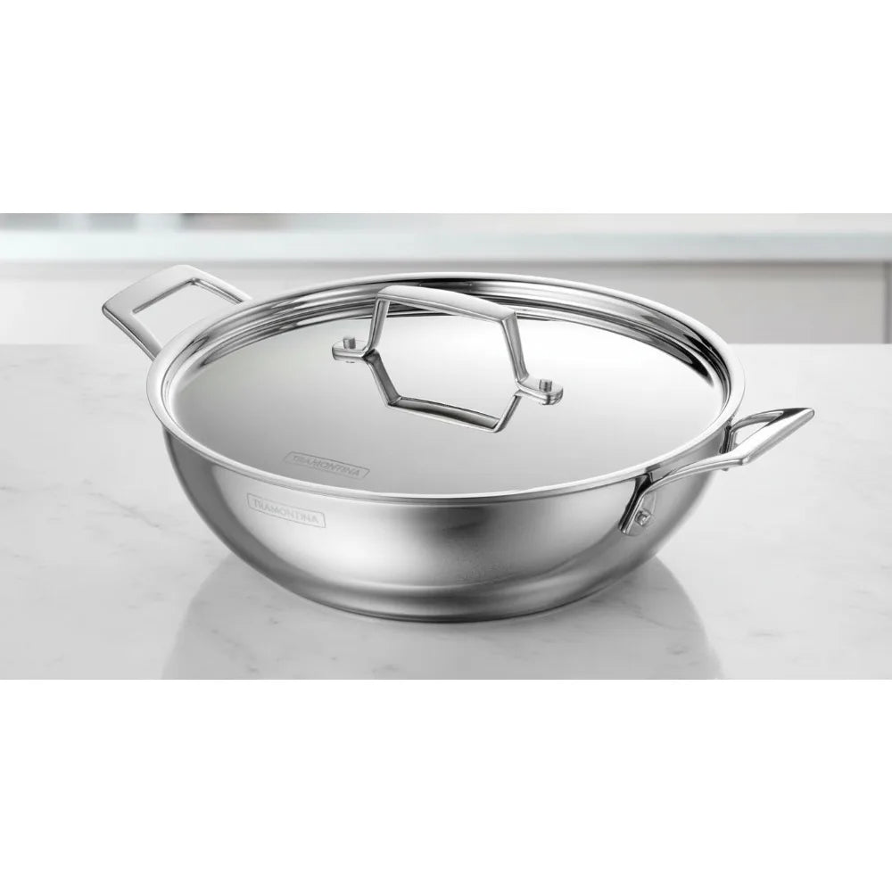 Premium Stainless Steel Kadai With Lid For Even Heating