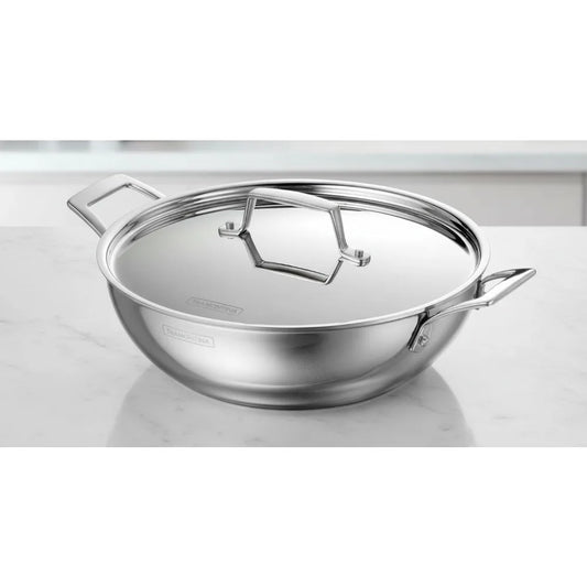 Premium Stainless Steel Kadai With Lid For Even Heating