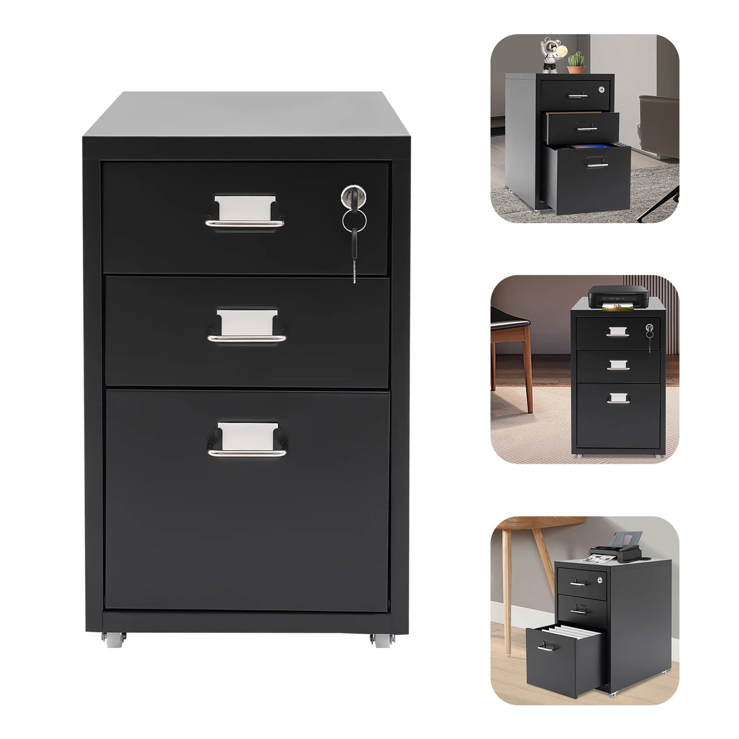 Metal Vertical File Cabinet With Lock For Office Or Study