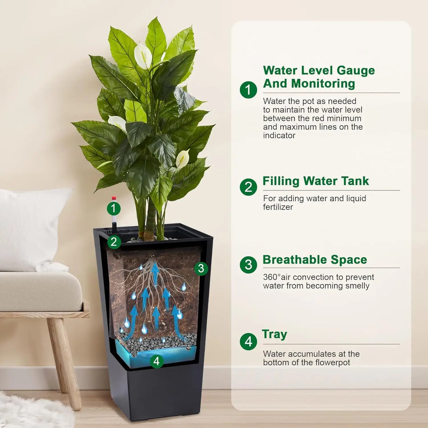HobbyLane Indoor Outdoor Taper Planter With Shelf Insert