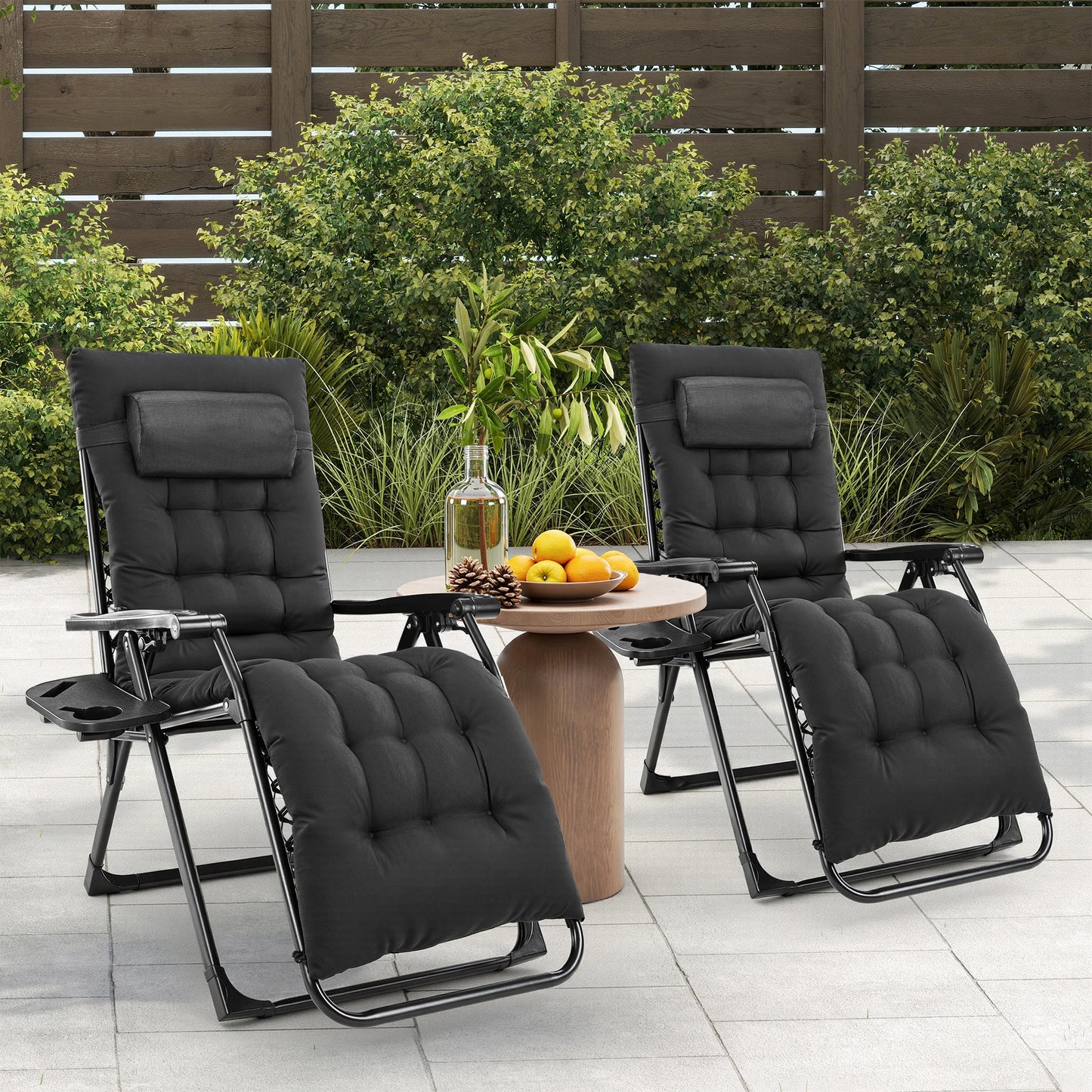 JHK Zero Gravity Portable Recliner With Cup Holder Trays