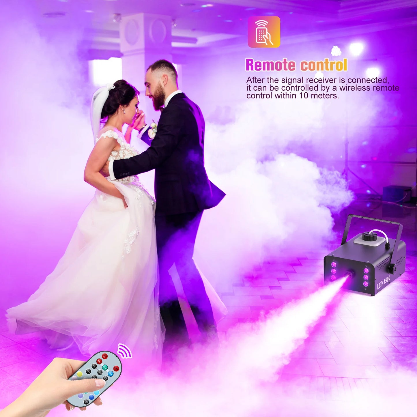 U'King 1500W Smoke Machine With 6 RGB LEDs And Remote Control
