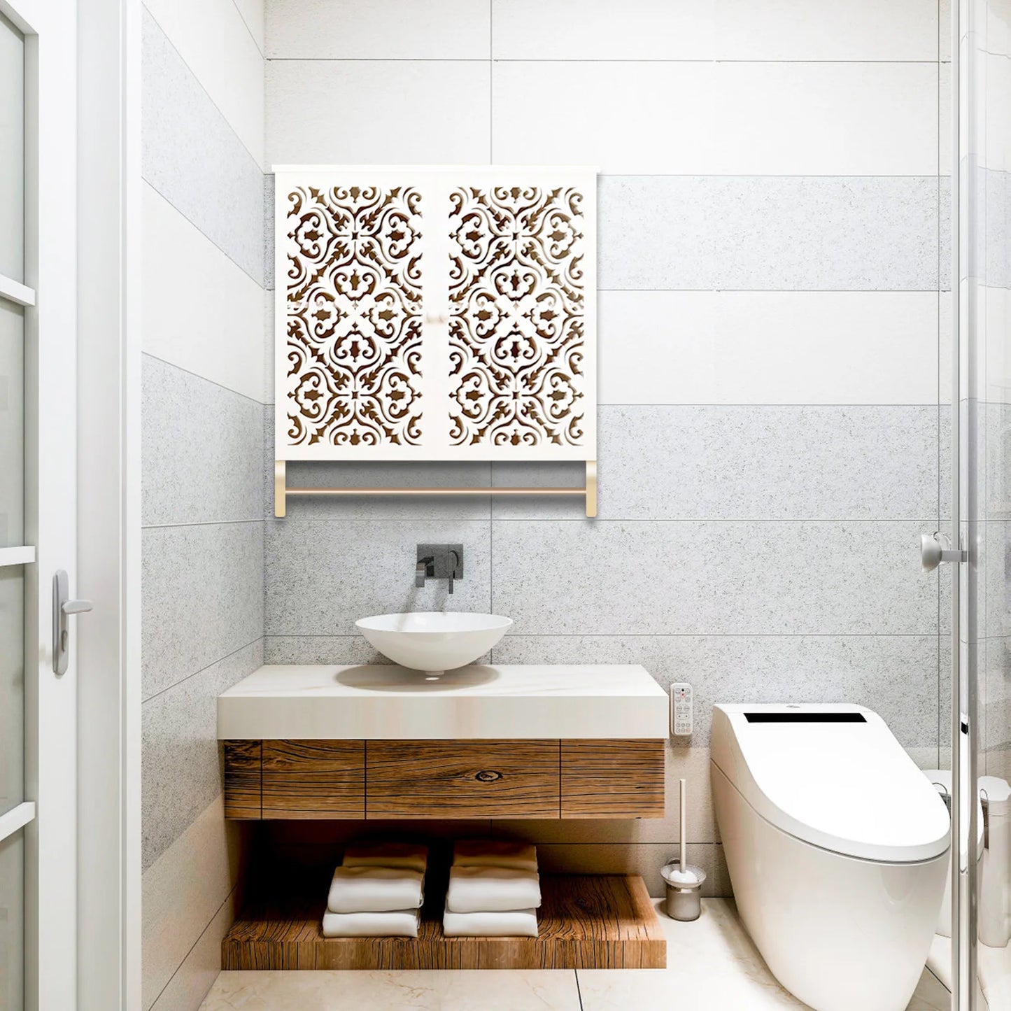 Bathroom Wall Cabinet With Towel Bar Over Toilet Space Saver