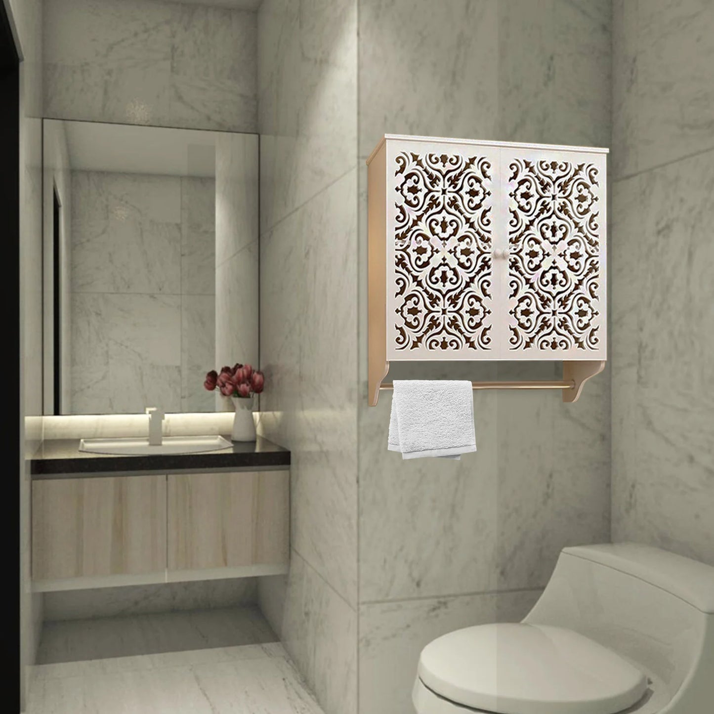 Bathroom Wall Cabinet With Towel Bar Over Toilet Space Saver
